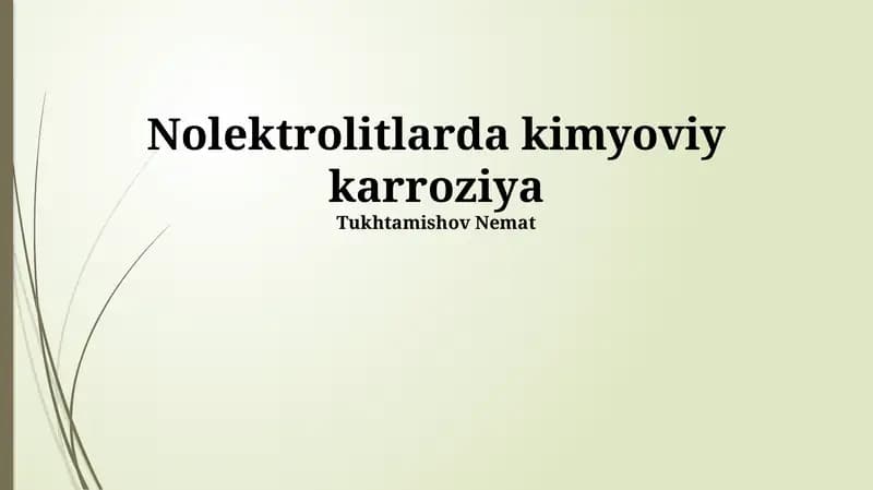 Nolektrolitlarda kimyoviy karroziya