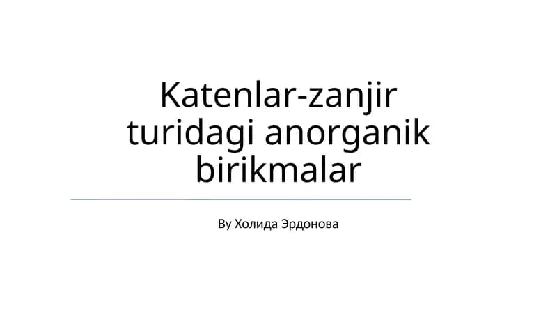 Noorganik zanjirlarning qo'llanilishi