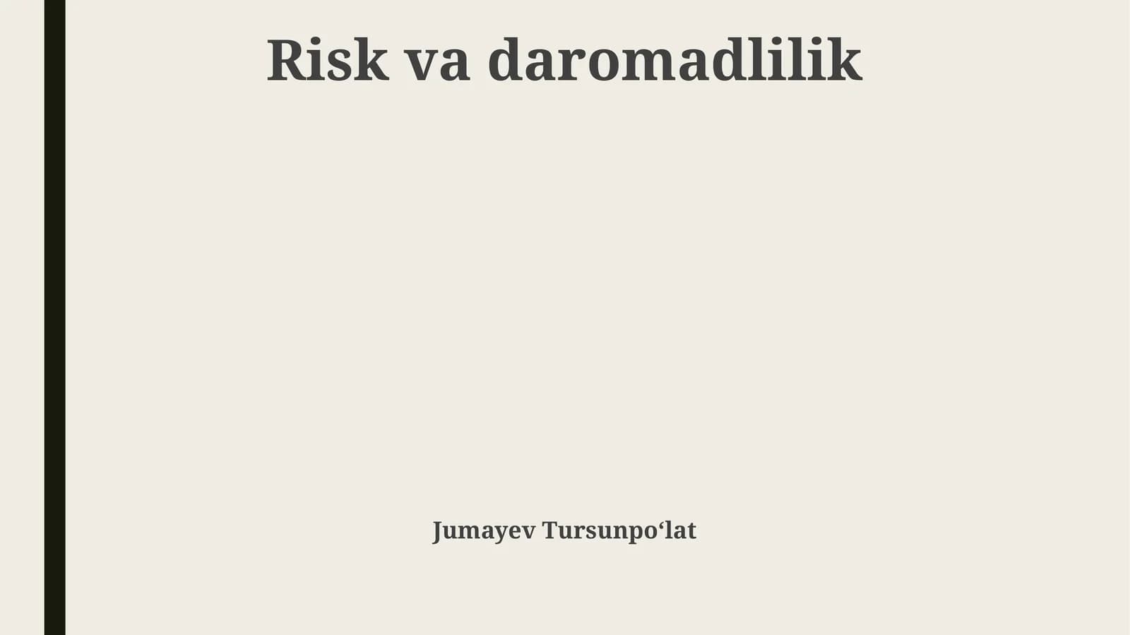 Risk va daromadlilik
