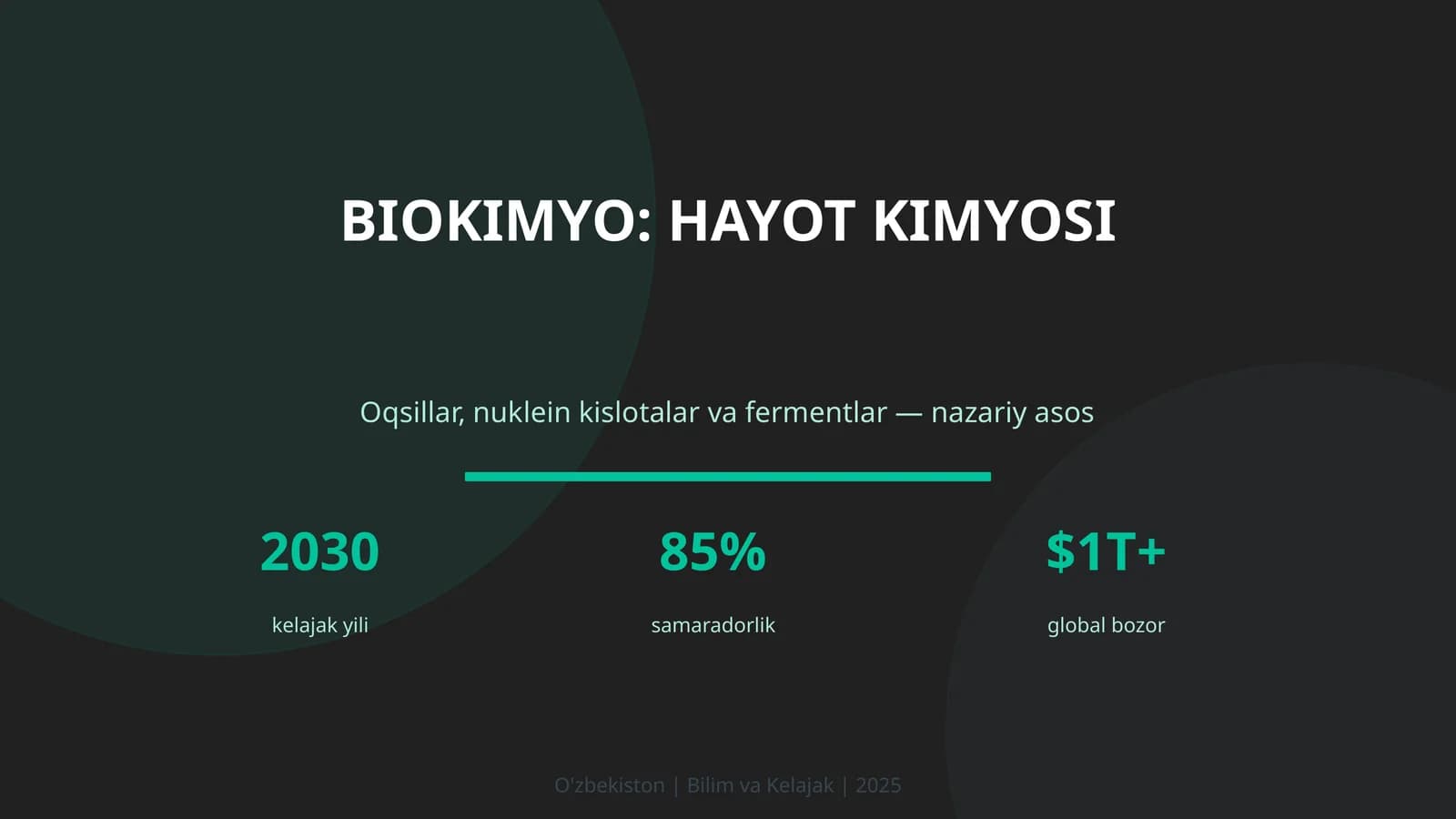 Biokimyo: hayot kimyosi
