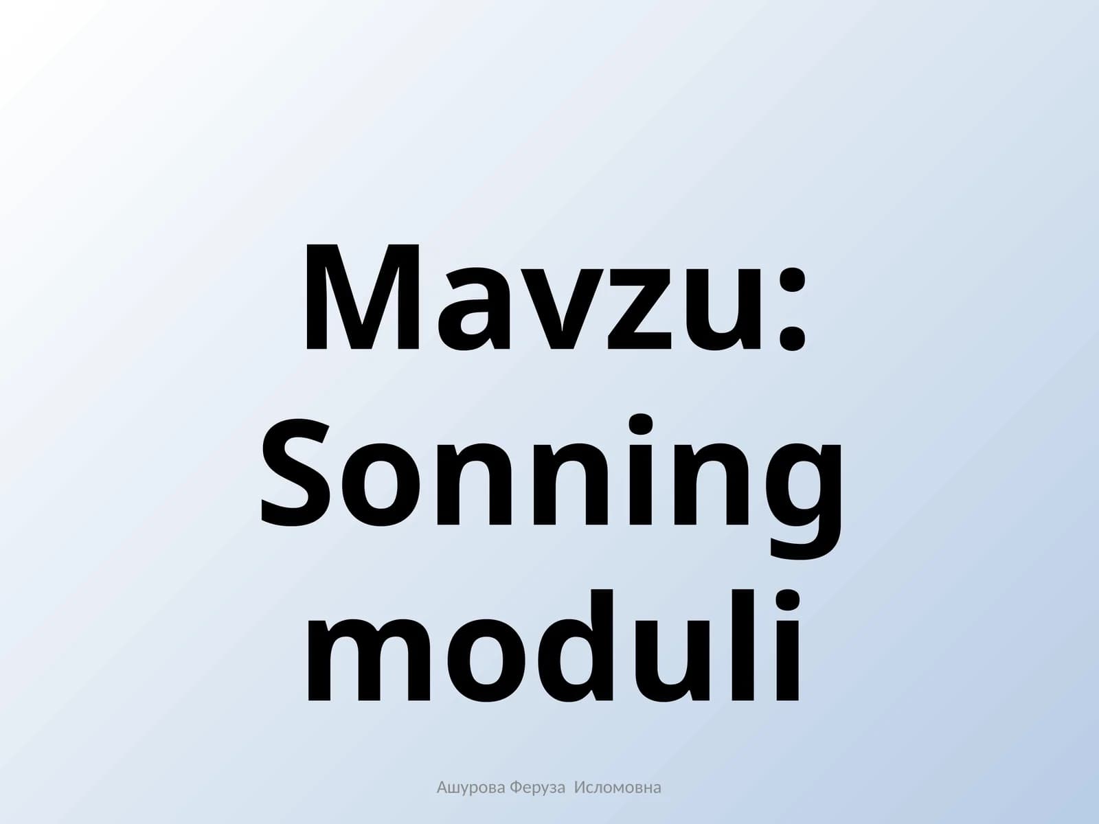 Sonning moduli
