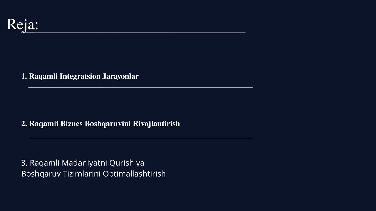 Raqamli Biznes Boshqaruvini Rivojlantirish