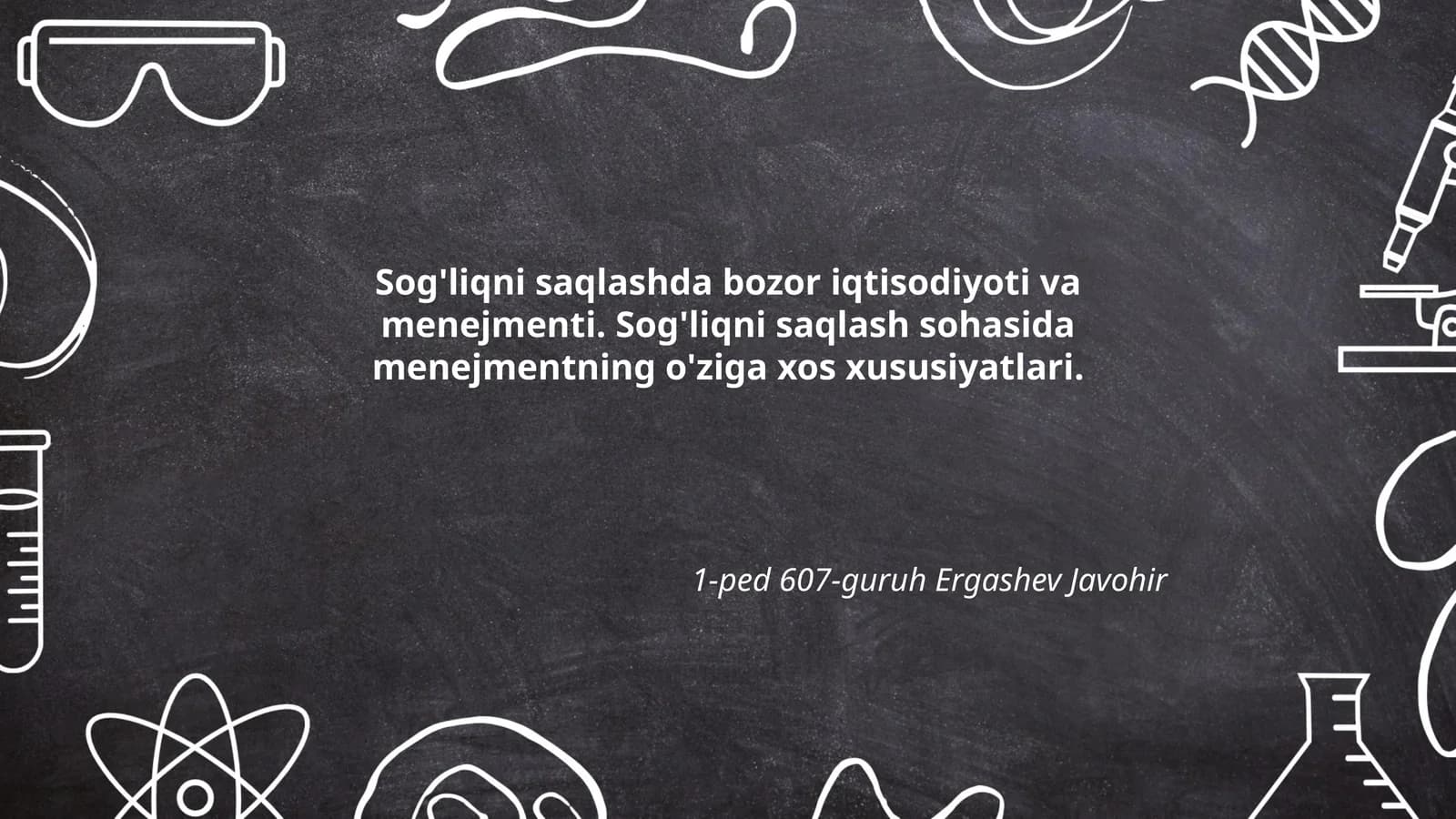 Sog'liqni saqlashda bozor iqtisodiyoti va menejmenti