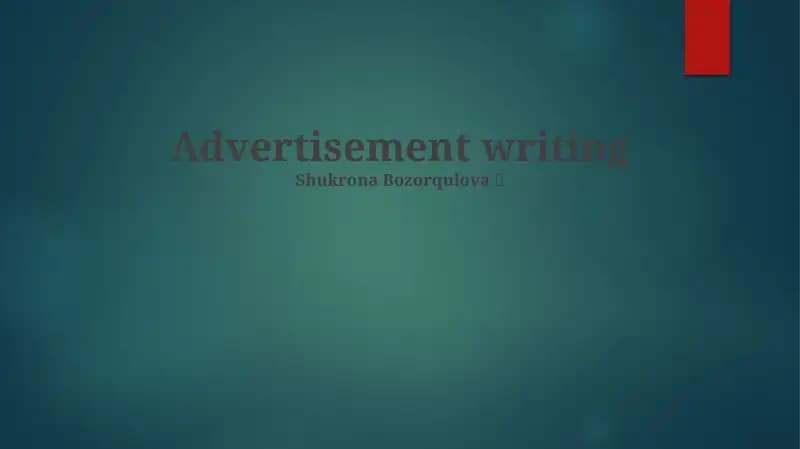 Advertisement writing