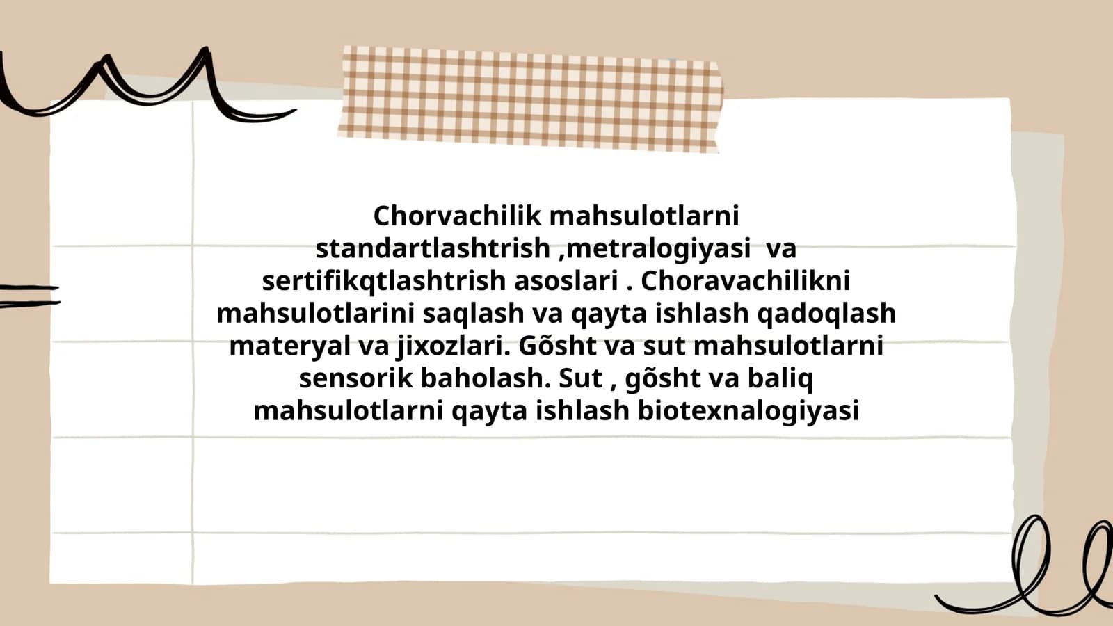 Chorvachilik mahsulotlarni standartlashtrish,metralogiyasi va sertifikqtlashtrish asoslari