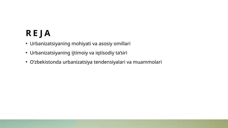 Urbanizatsiya va uning ta’siri