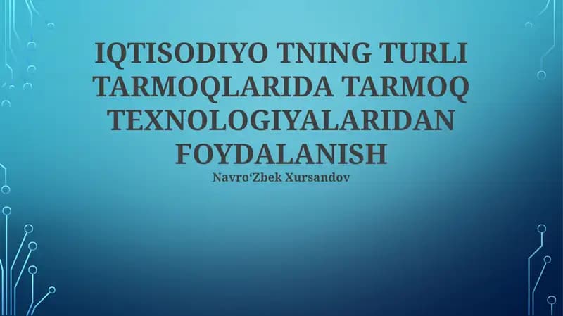 Tarmoq Texnologiyalari