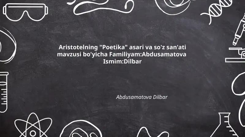 Aristotelning "Poetika" asari va so'z san'ati