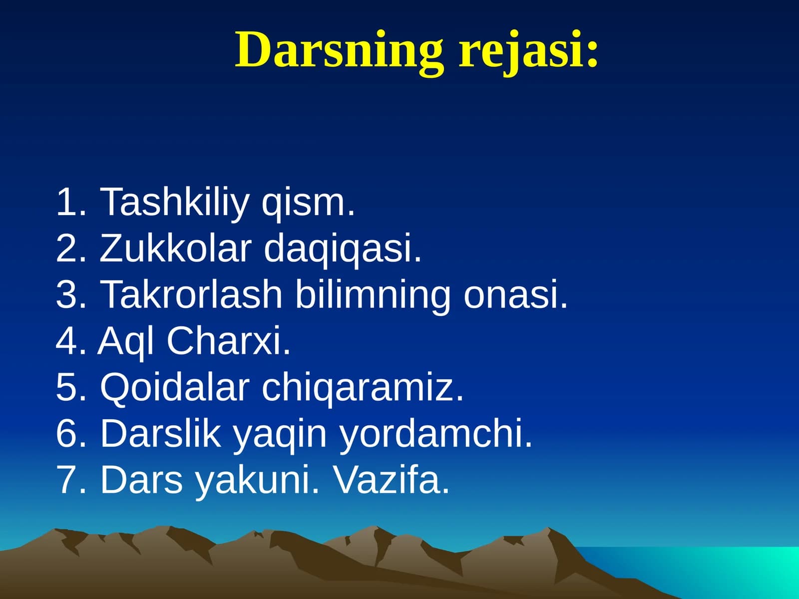 7-sinf Ona tili dars ishlanma. Fe'llarning tuzilishiga ko'ra turlari va ularning imlosi