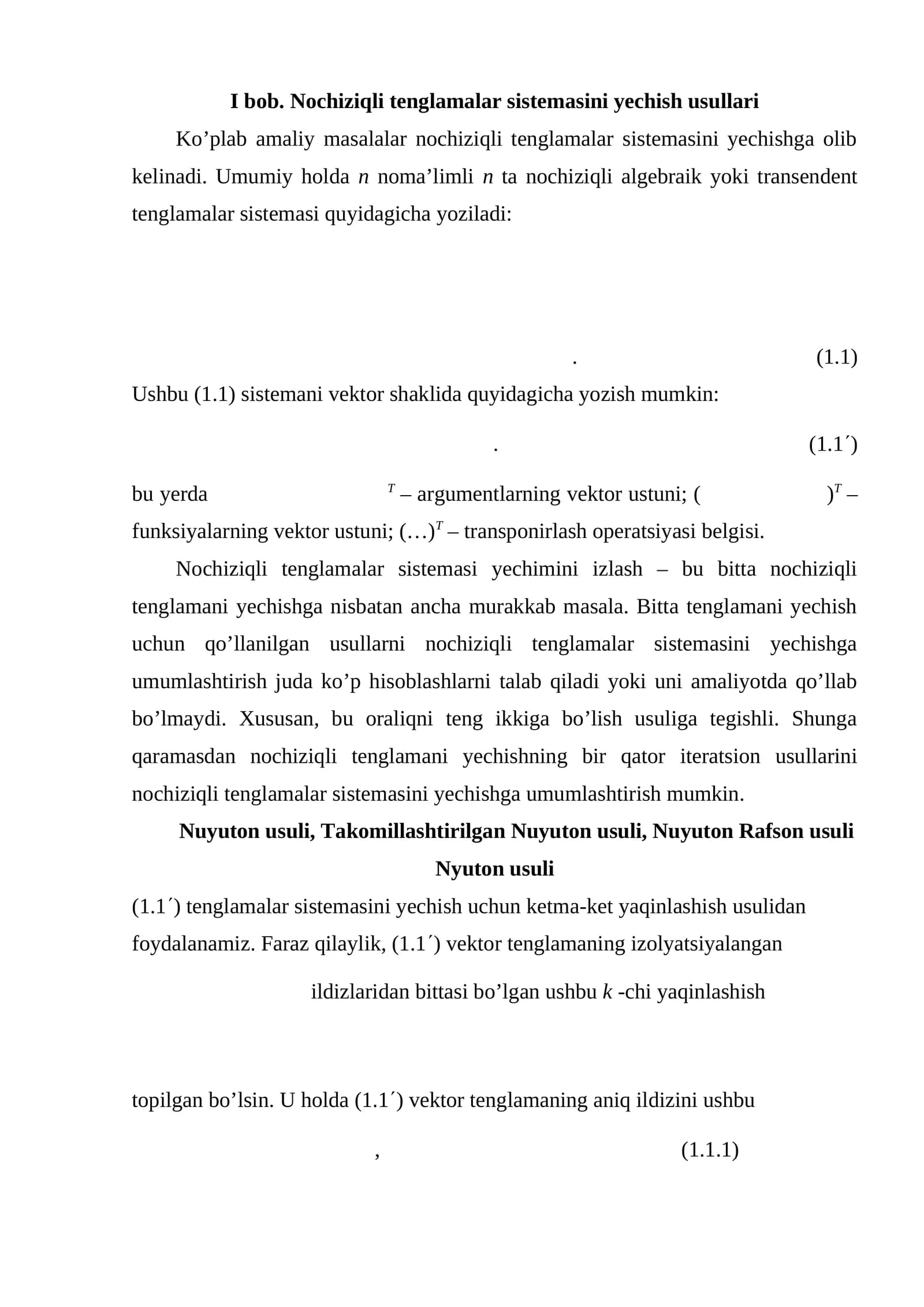 Nochiziqli tenglamalar sistemasi yechimi