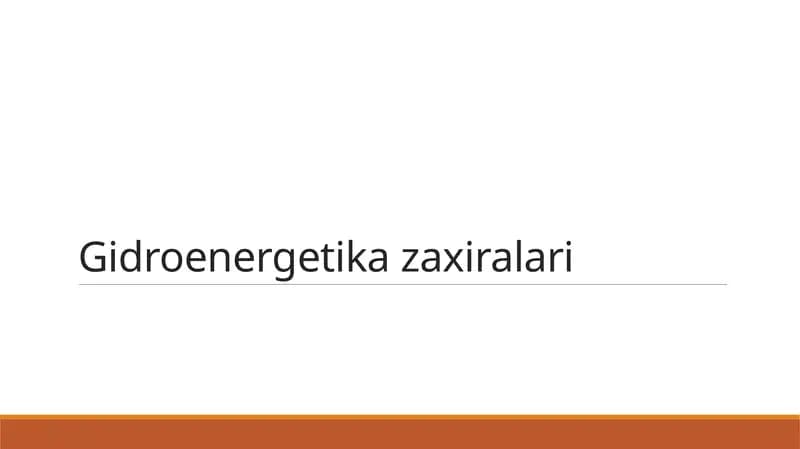Gidroenergetika zaxiralari