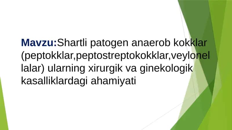 Shartlipatogen anaerob kokklar (peptokklar, peptostreptokokklar, veylonellalar)