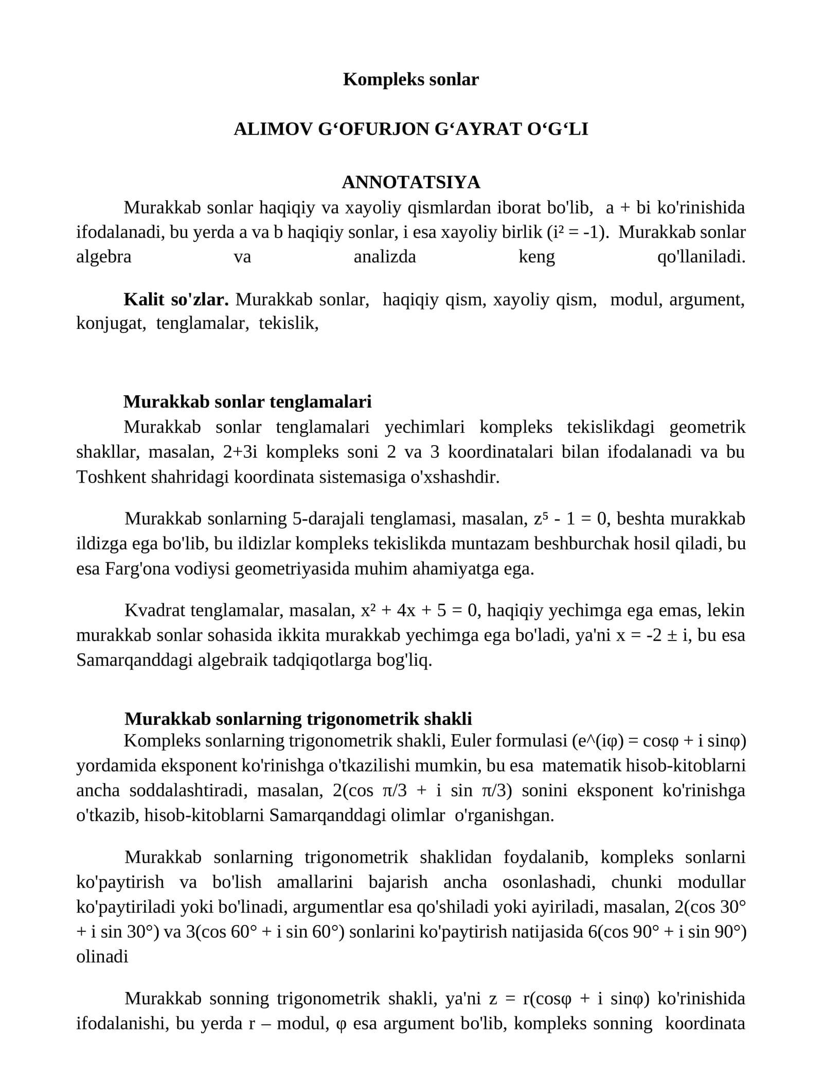 Kompleks sonlar