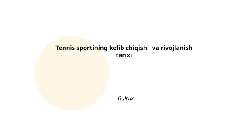 Tennising nazariy kelib chiqishi va rivojlanish tarixi