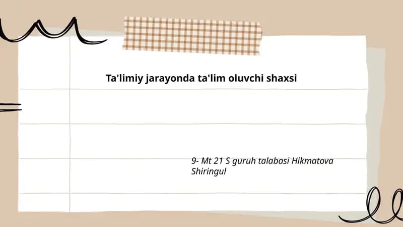 Ta'lim oluvchi shaxsi