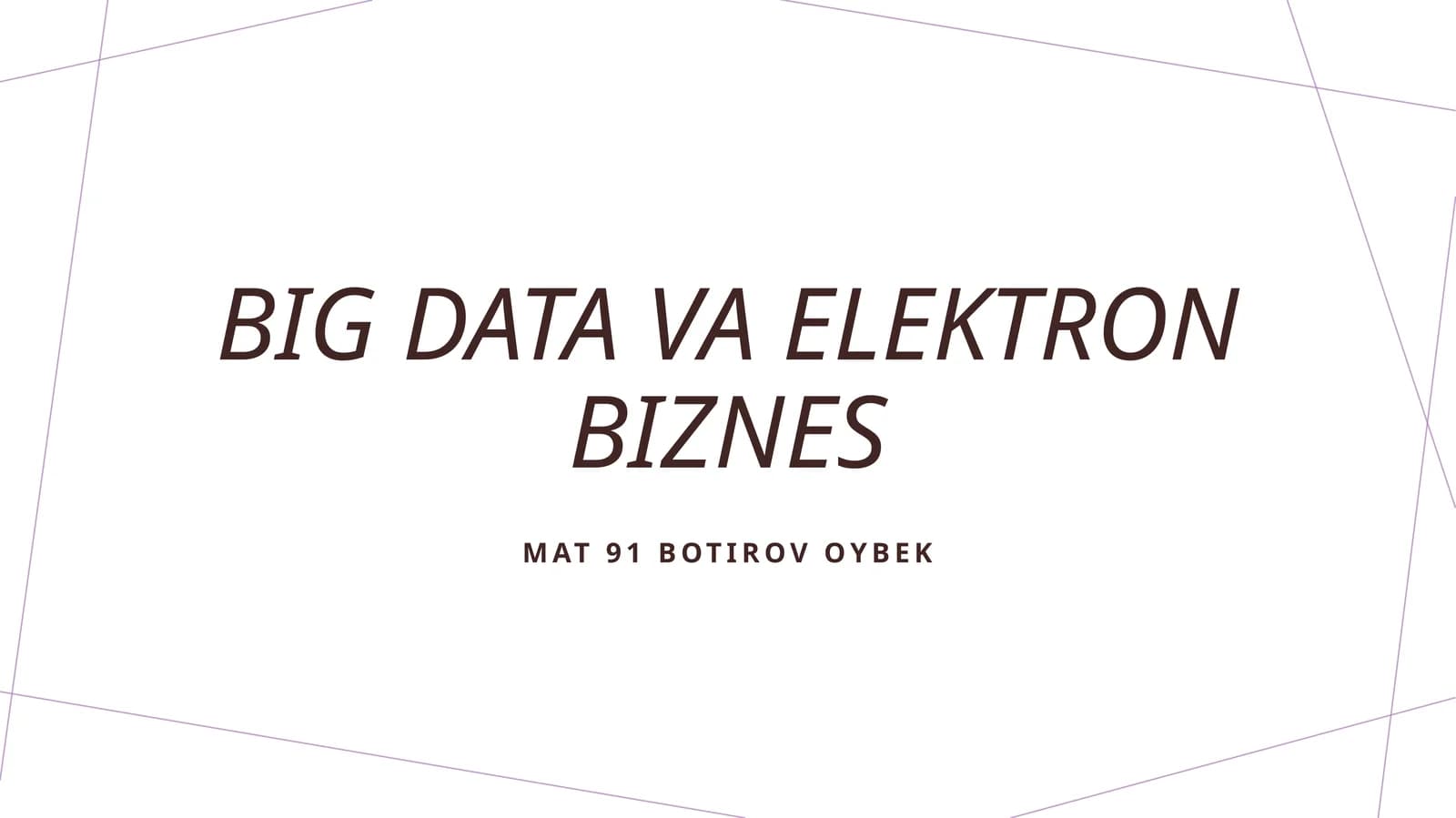 Big Data va elektron biznes