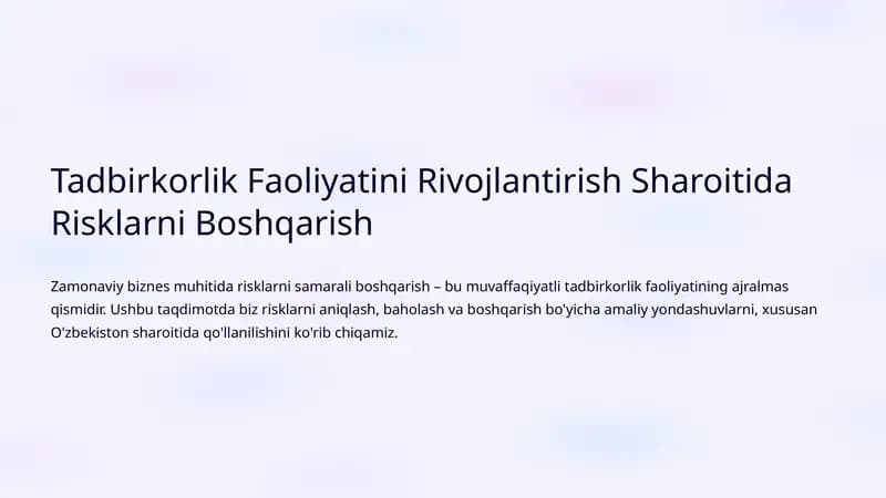 Risklarni Boshqarish