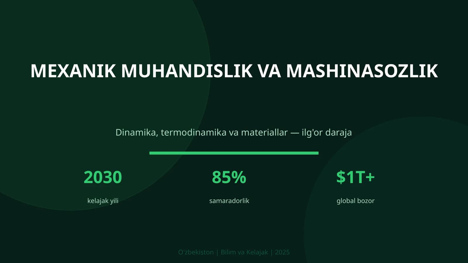 Mexanik Muhandislik va Mashinasozlik