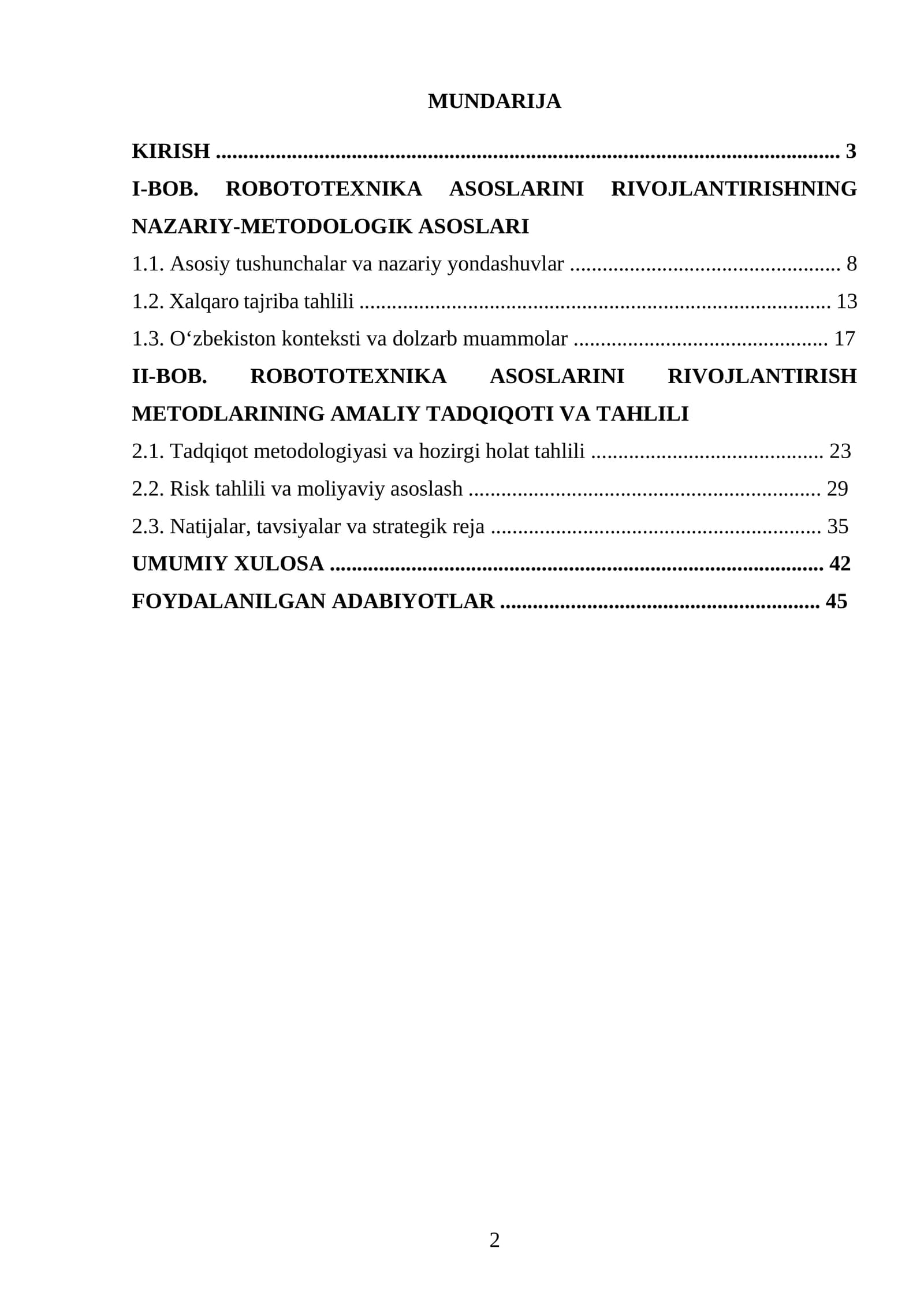ROBOTOTEXNIKA ASOSLARINI RIVOJLANTIRISHNING NAZARIY-METODOLOGIK ASOSLARI VA AMALIY TADQIQOTI
