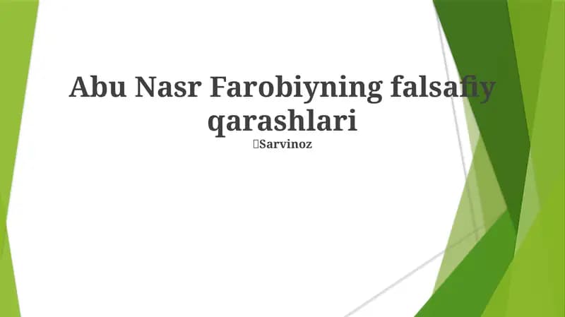 Abu Nasr Farobiyning falsafiy qarashlari