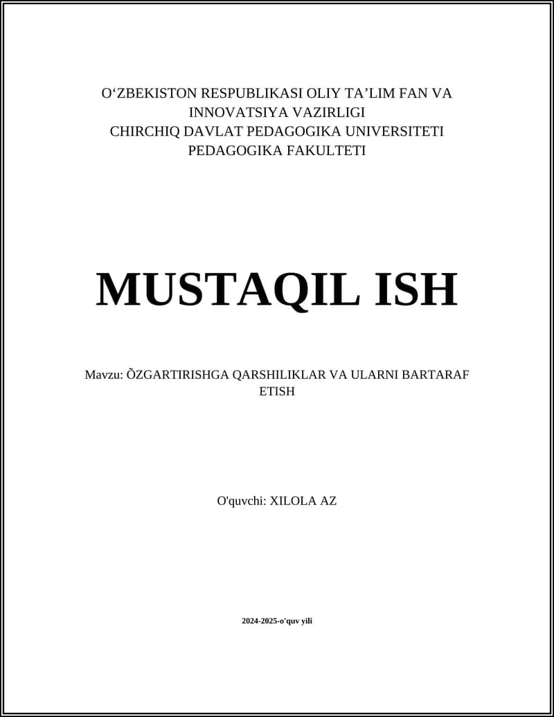 O'zgartirishlarga psixologik qarshilik