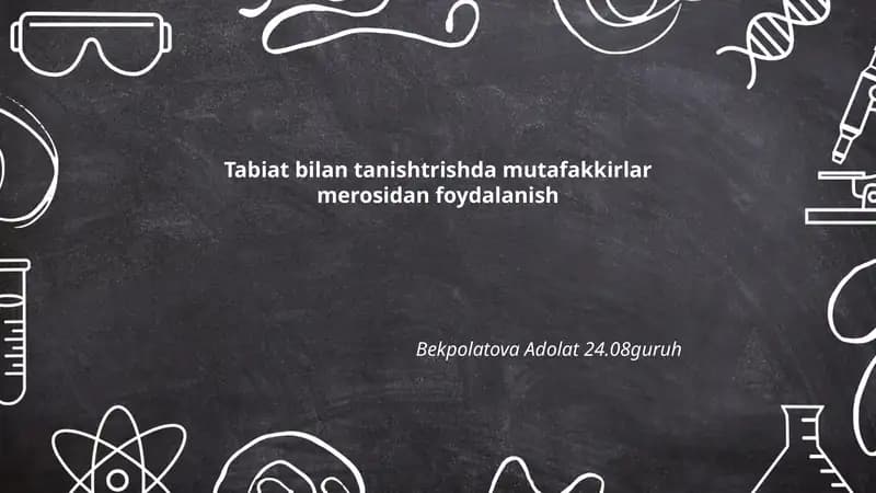 Mutafakkirlar merosida Tabiat bilan tanishish