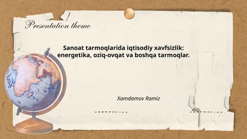 Sanoat tarmoqlarida iqtisodiy xavfsizlik