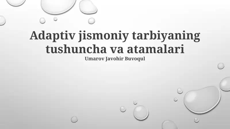 Adaptiv jismoniy tarbiyaning tushuncha va atamalari