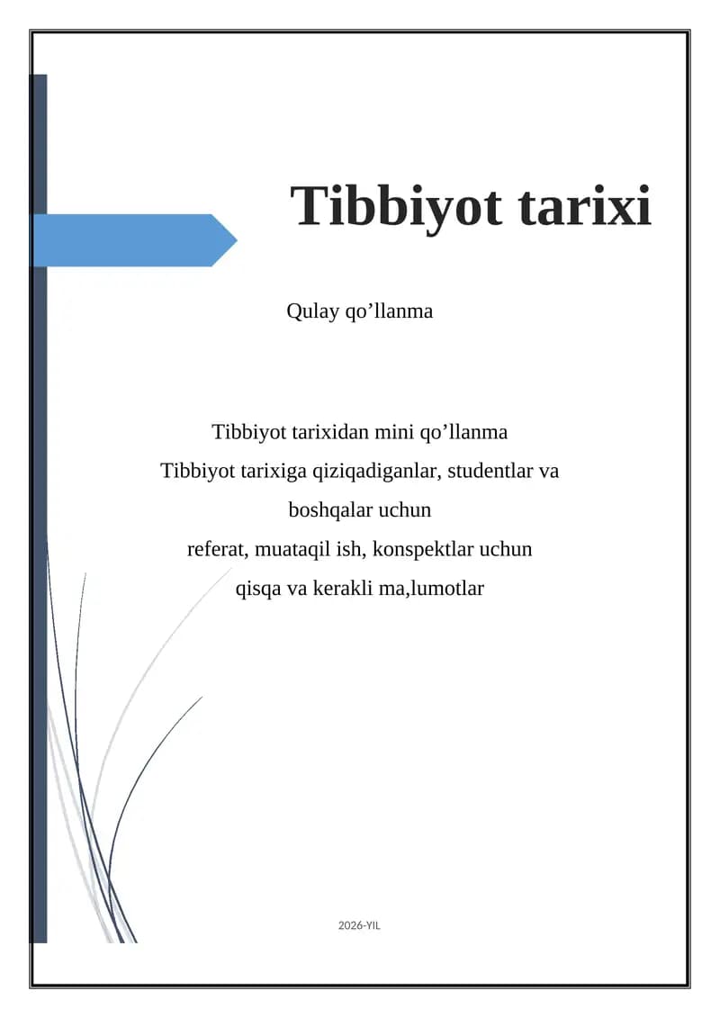 Tibbiyot tarixidan mini qoʻllanma