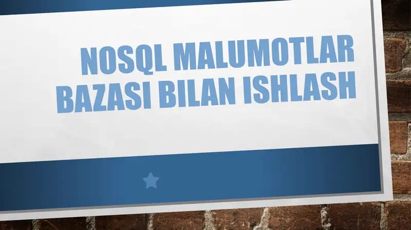 NoSQL malumotlar bazasi bilan ishlash
