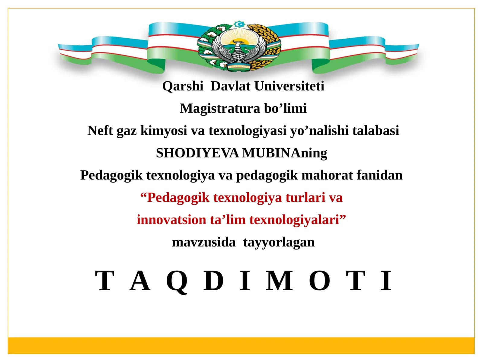 "Pedagogik texnologiya turlari va innovatsion ta'lim texnologiyalari"