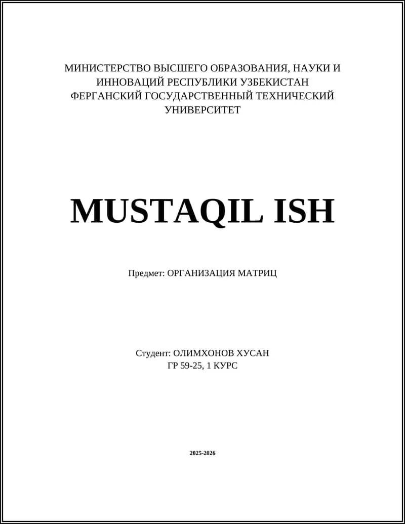 ОРГАНИЗАЦИЯ МАТРИЦ
