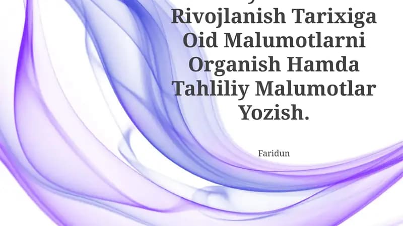 Kimyo Fanini Rivojlanish Tarixiga Oid Malumotlarni Organish Hamda Tahliliy Malumotlar Yozish