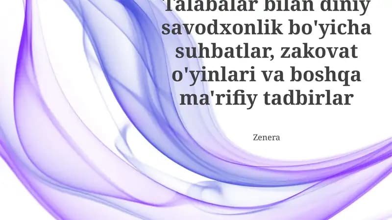 Diniy savodxonlik va ta'limiy faoliyatlar