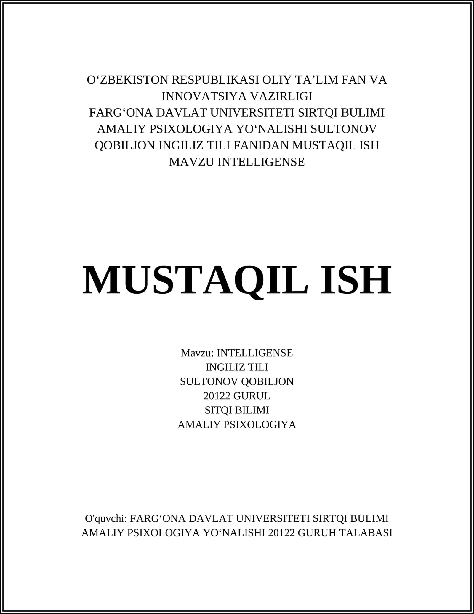 INTELLIGENSE