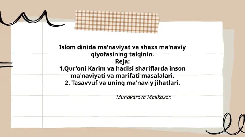 Ma'naviyat va shaxs ma'naviy qiyofasi