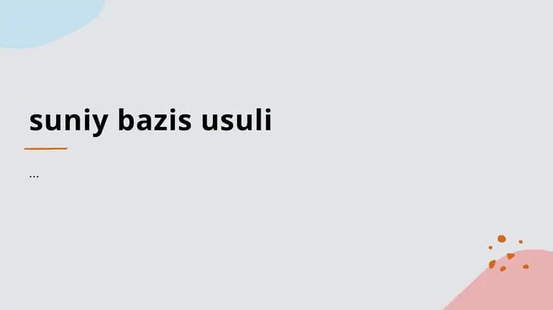 Suniy bazis usuli