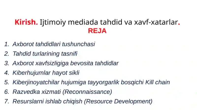 Ijtimoiy mediada tahdid va xavf-xatarlar