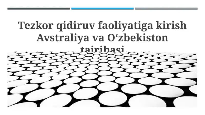 Tezkor qidiruv faoliyatiga kirish Avstraliya va Oʻzbekiston tajribasi