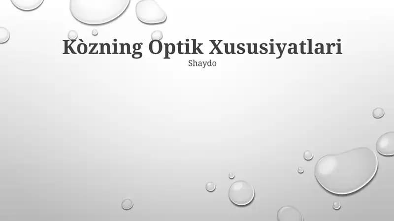 Kòzning Optik Xususiyatlari