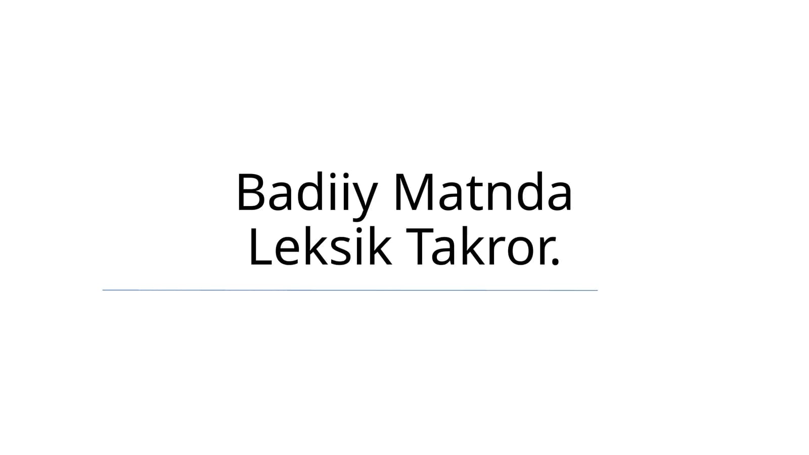 Badiiy Matnda Leksik Takror