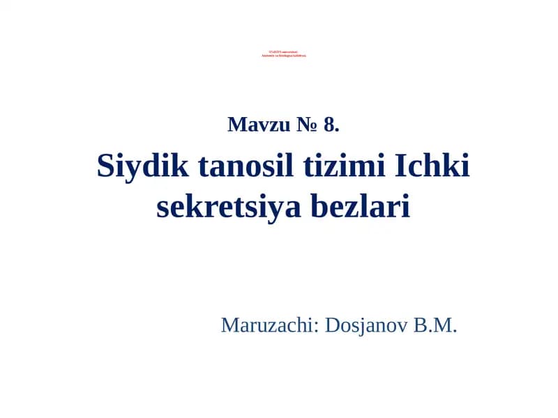 Siydik tanosil tizimi