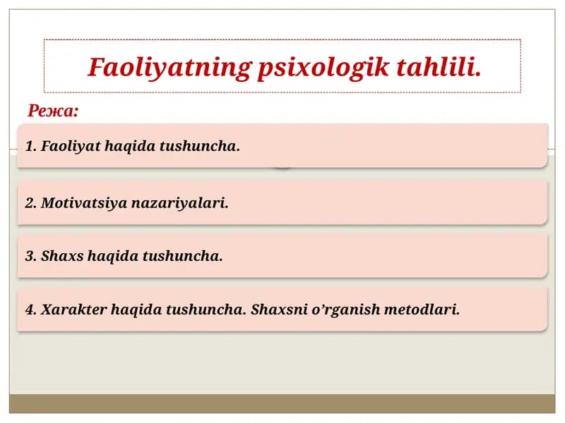 Faoliyatning psixologik tahlili