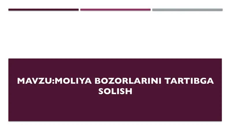 Moliya bozorlarini tartibga solish