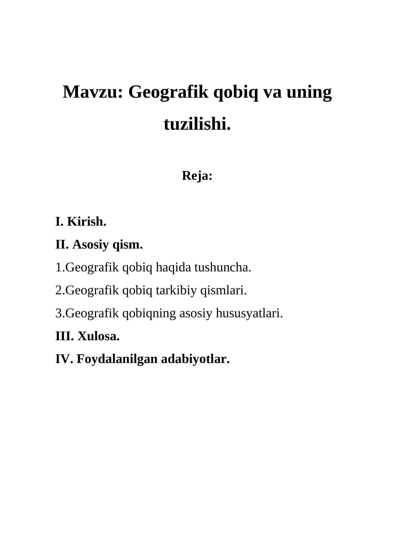 Geografik qobiq va uning tuzilishi