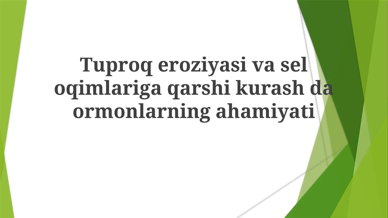 Tuproq eroziyasi va selning oldini olishda o'rmonlarning roli