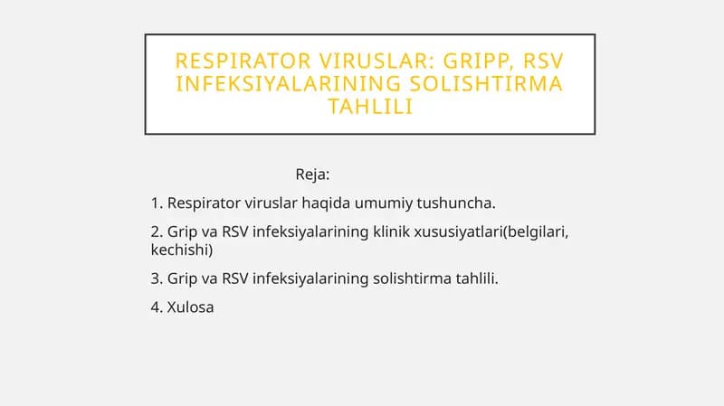 Respirator viruslar: Gripp, Rsv infeksiyalarining solishtirma tahlili