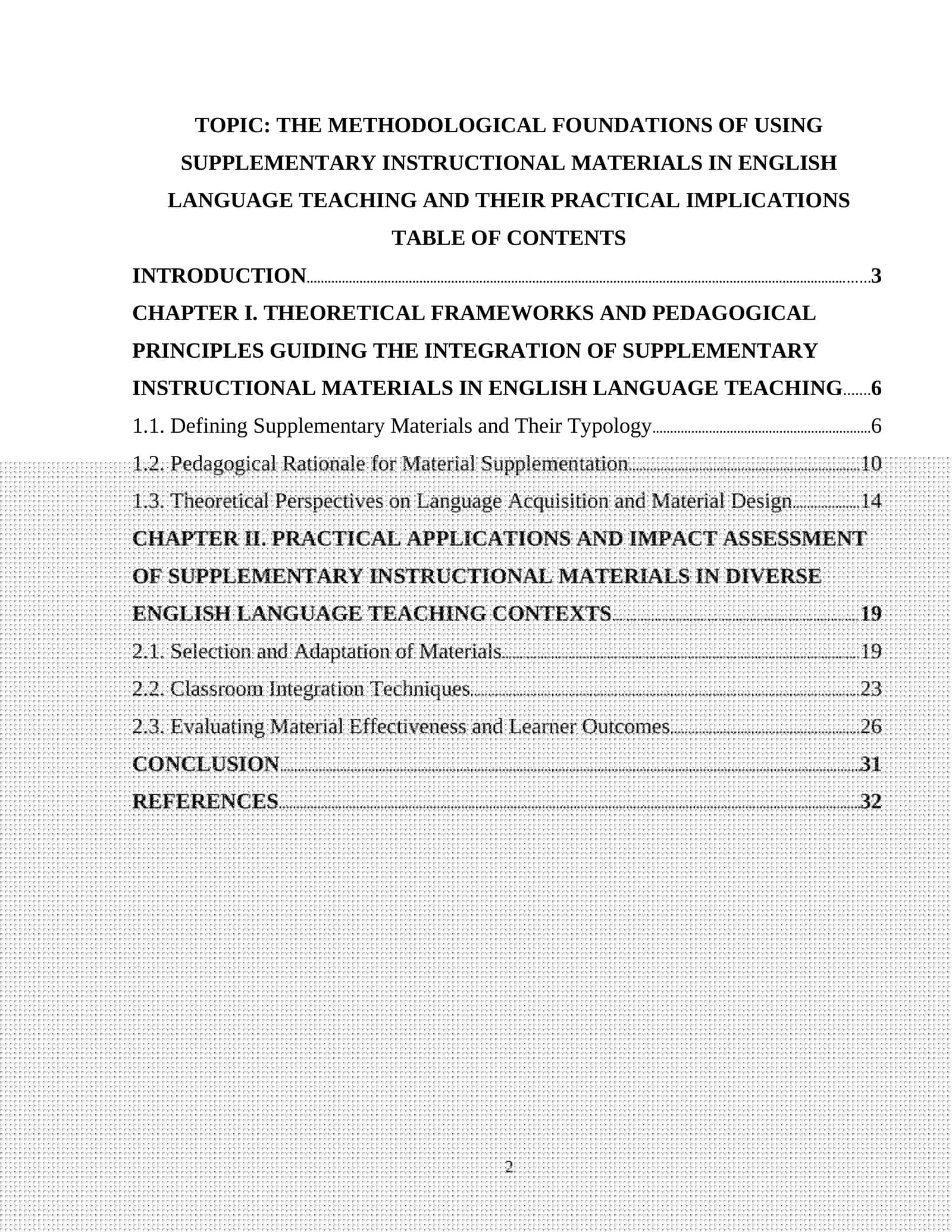 METHODOLOGICAL FOUNDATIONS OF USING SUPPLEMENTARY INSTRUCTIONAL MATERIALS IN ENGLISH LANGUAGE TEACHING