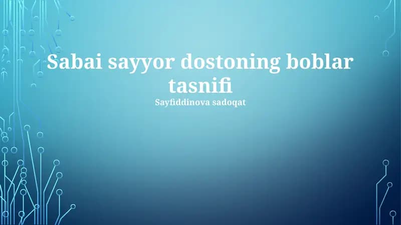 Sabai sayyor dostoning boblar tasnifi