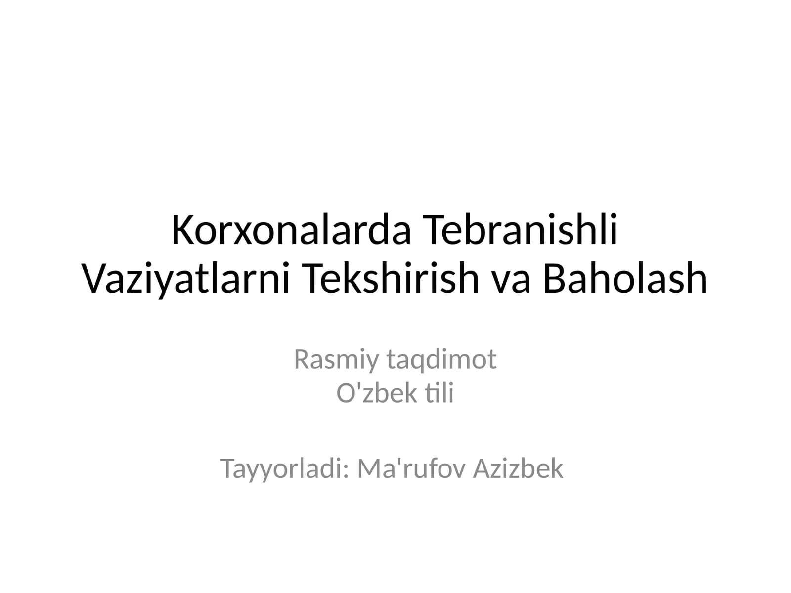 Korxonalarda Tebranishli Vaziyatlarni Tekshirish va Baholash